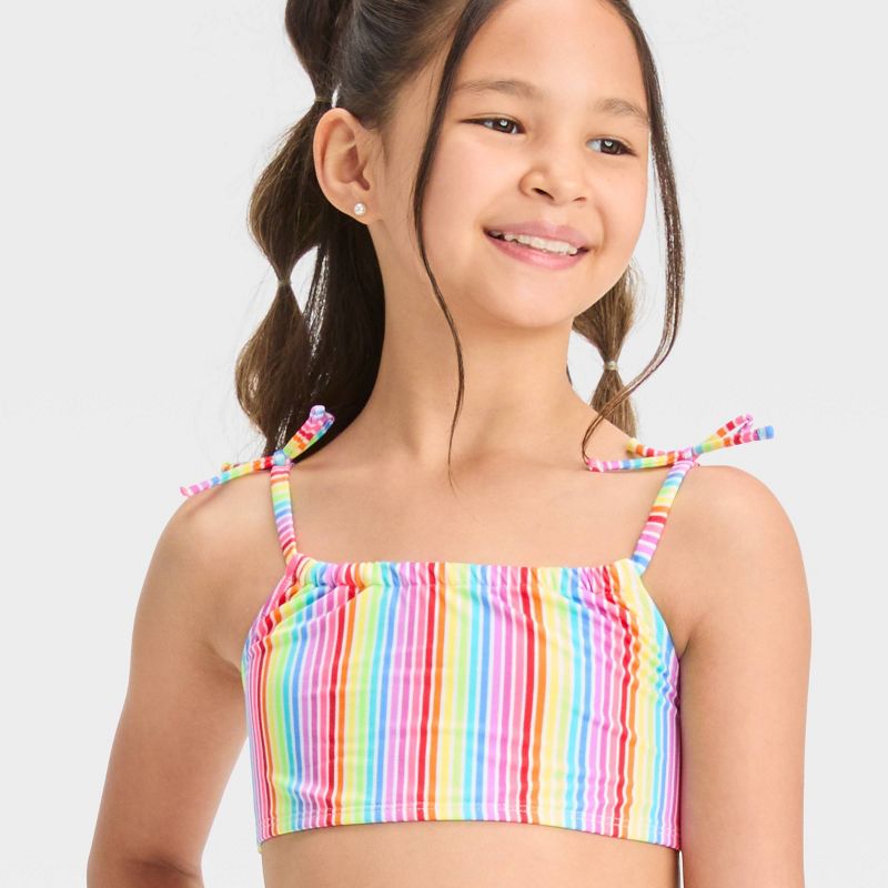 Girls' Rainbow Striped Bikini Set - Cat & Jack™, 3 of 5