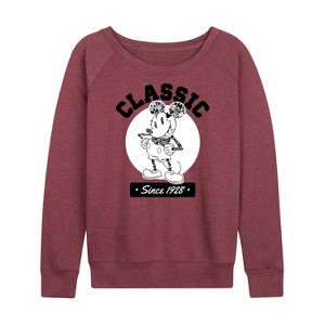 Women's - Disney - Mickey Classic Since 1928 Lightweight French Terry Wide Neck Long Sleeve Shirt - 1 of 4