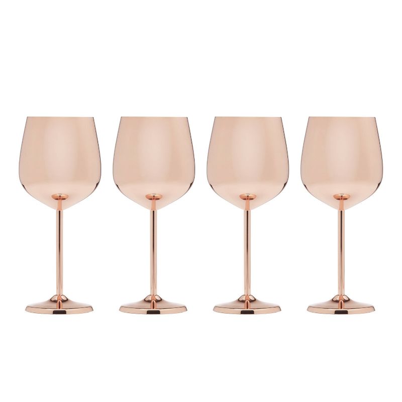 Cambridge Silversmiths Set of 4 18oz Stainless Steel Wine Glasses Copper Finish, 2 of 4