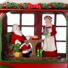 TopComfy Decorative Holiday Scene Props Christmas Decoration Plastic Resin Camper With Mr and Mrs Santa Tea Time for Living Room, Red, 11.3"*4.4"*8" - 3 of 4