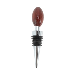 Unique Bargains Oval-Top Wine Stopper Aluminum Alloy TPR Wood Red Brown Black Silver Tone 1 Pc - 1 of 3