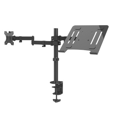 Adjustable Black Steel Dual Monitor and Laptop Stand