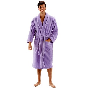 BC BARE COTTON Mens Shawl Robe Microfiber Plush Fleece Bathrobe - 1 of 4