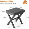 FONTOI Square Linen Makeup Stool Footstool Chair for Vanity, Modern Padded Seat Foot Rest for Makeup Room, Entryway, 16.9"*12.9"*17.7" - 3 of 4