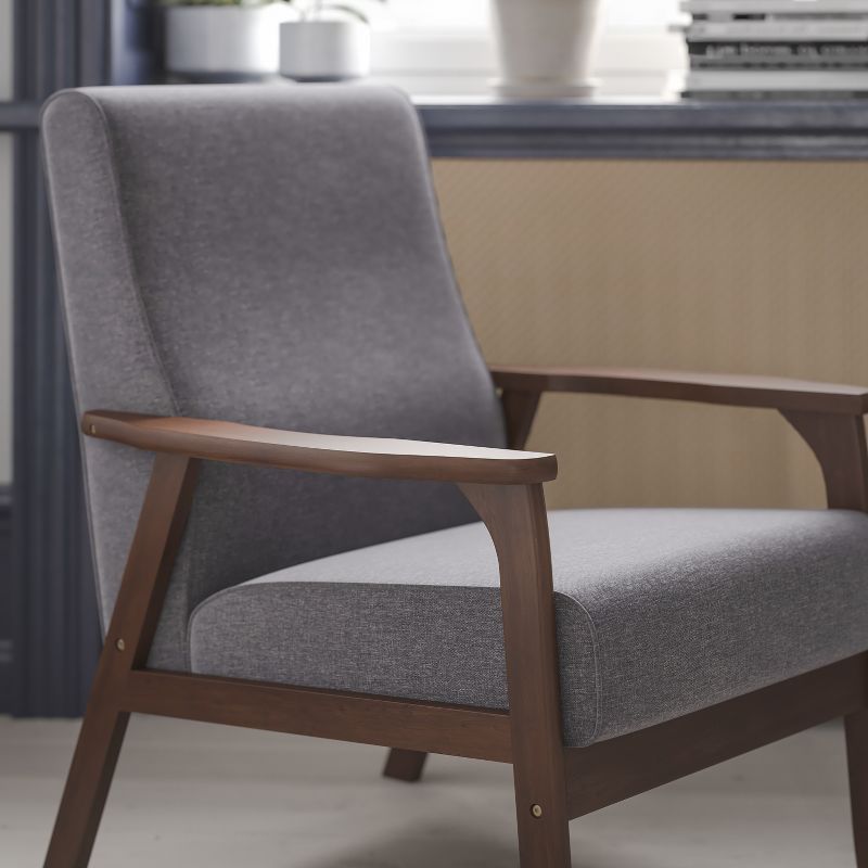 Flash Furniture Langston Commercial Grade Upholstered Mid Century Modern Arm Chair with Wooden Frame and Arms, 4 of 12