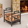 Costway 18.5 Inch Metal Firewood Rack Fireplace Log Holder with Dual Handles Solid Base - 2 of 4