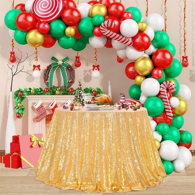 Wikineon 72 Inch Round Tablecloth Gold Sequin Table Cloth Glitter Table Cover for Holiday Banquet Dining Wedding Party Decoration