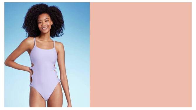 Women's Cut Out Knotted One Piece Swimsuit - Shade & Shore™ Lilac Purple , 2 of 7, play video