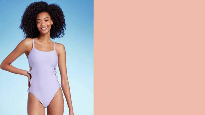 Women's Cut Out Knotted One Piece Swimsuit - Shade & Shore™ Lilac Purple , 2 of 7, play video