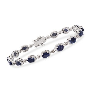 Ross-Simons 9.10 ct. t.w. Sapphire Bracelet With Diamond Accents in Sterling Silver - 1 of 4
