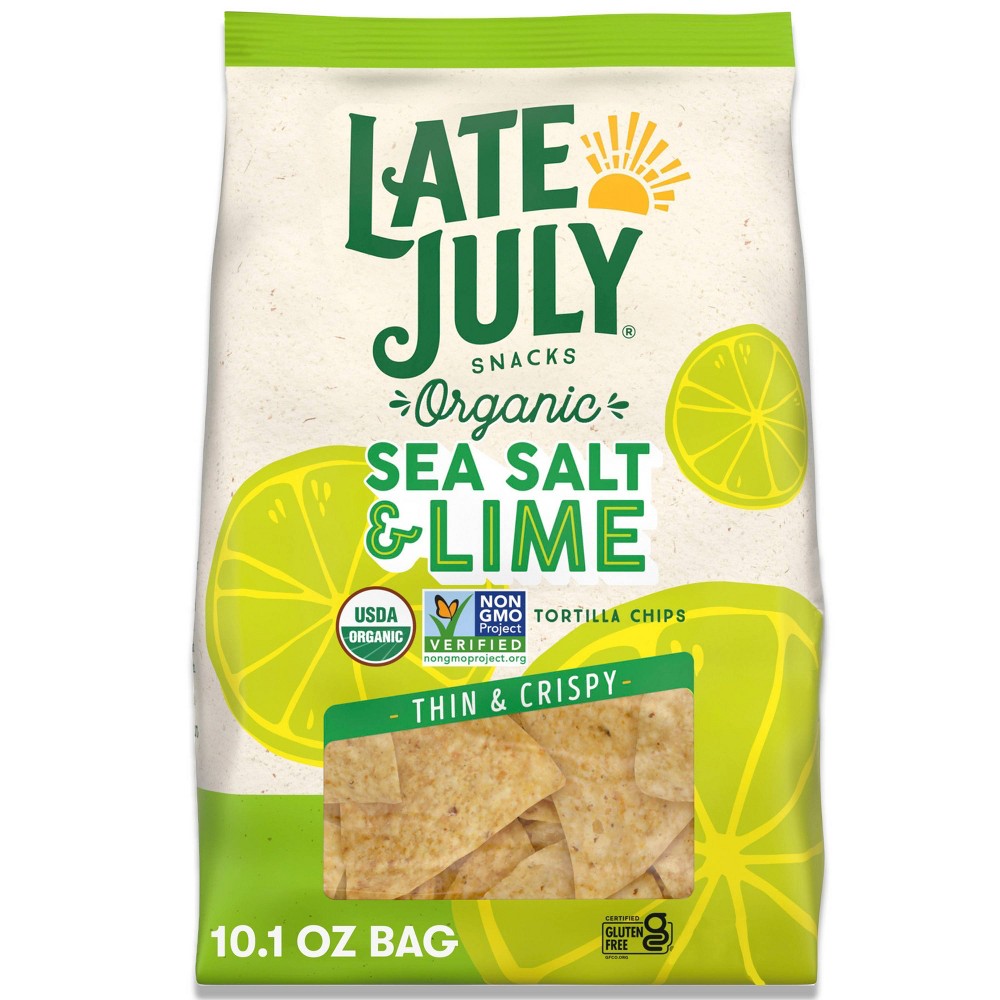 Late July Snacks Thin and Crispy Organic Tortilla Chips with Sea Salt and Lime - 10.1oz