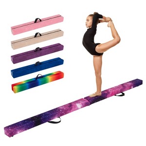 Costway 9 FT Folding Balance Beam w/ Solid Wood Base & Anti-slip Bottom for Kids Teens Magic Star - 1 of 4