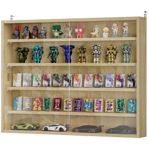 5-Tier Display Cabinet, Wall-Mounted Display Case with 2 Glass Doors and Adjustable Shelves - 1 of 4