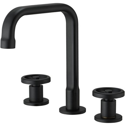 BWE Industry Style 8 in. Widespread Double Handle High-Arc Bath Faucet Water-Saving With Drain Kit