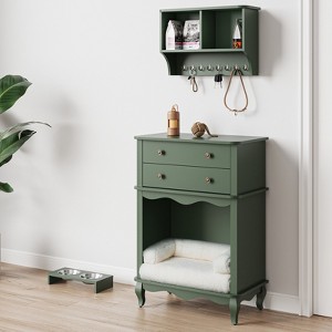 FURNIinspire Pet Storage Cabinet with Wall Mounted Cabinet, 2 Drawers and Semi-Open Space,27.5"*15.7"*39.7" - 1 of 4