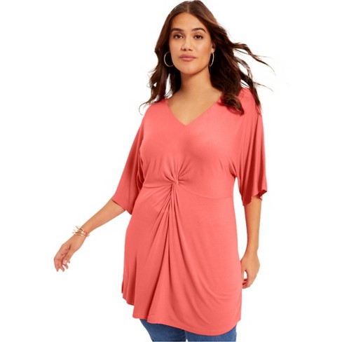 June + Vie By Roaman's Women's Plus Size Twist-front Tunic : Target