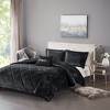 Gulches Twin Twin XL Black 3 Piece Velvet Duvet Cover Set - 3 of 4