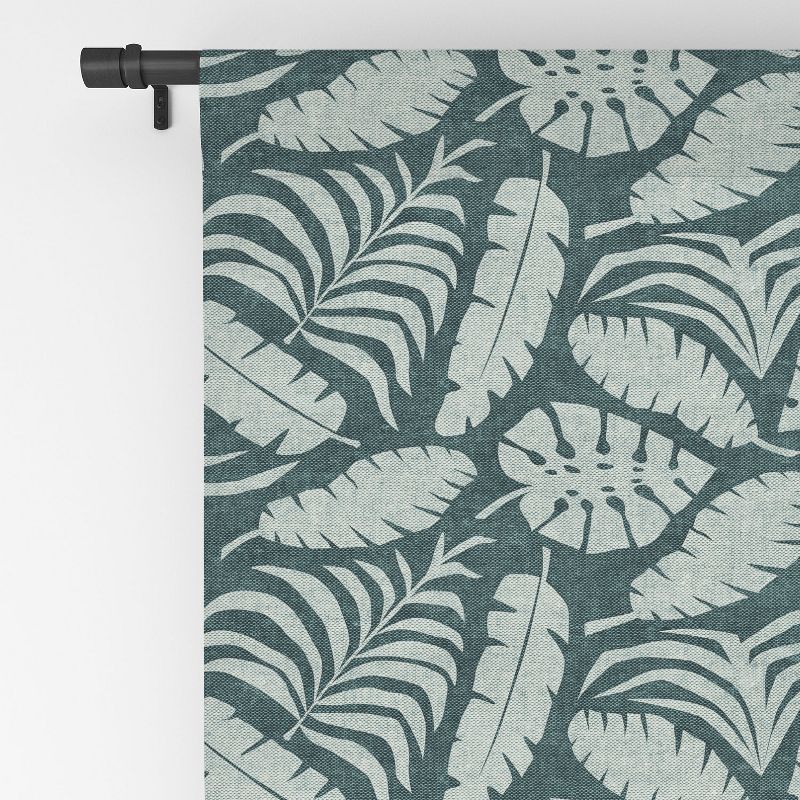 Little Arrow Design Co tropical leaves teal Set of 2 Panel Blackout Window Curtain - Deny Designs, 4 of 5