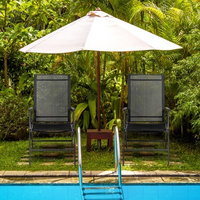 Set of 2 Black Adjustable Folding Patio Dining Chairs