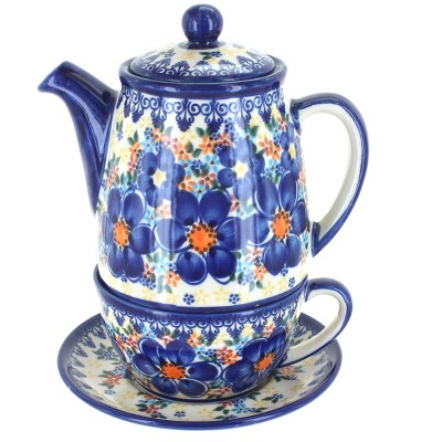 Blue Rose Polish Pottery 380 Vena Tea for One