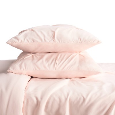 Blush Pink Pleated Fast-Drying Full/Queen Duvet Set
