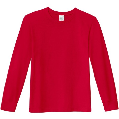 City Threads Boys Soft 100% Cotton Medium-Weight Long Sleeve Tee With Cuffs - Red, 8Y