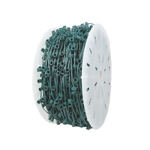 Novelty Lights 1000 Feet C9/E17 Intermediate Base Christmas Bulk Spool, Vintage Holiday Hanging Light String, SPT-1 18 Gauge Green Wire - 1 of 2