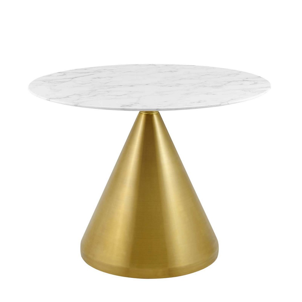 Photos - Dining Table Modway 40" Tupelo Round Artificial Marble  Gold/White  