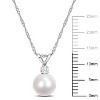EVERLY JEWELRY | 14k White Gold Diamond and 7-7.5 MM Cultured Pearl Pendant with Chain, 17" - 2 of 4