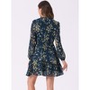 INSPIRE CHIC Women's Summer Floral Layered Tie V-Neck Semi-Sheer Long Sleeve Mini Dress - 4 of 4