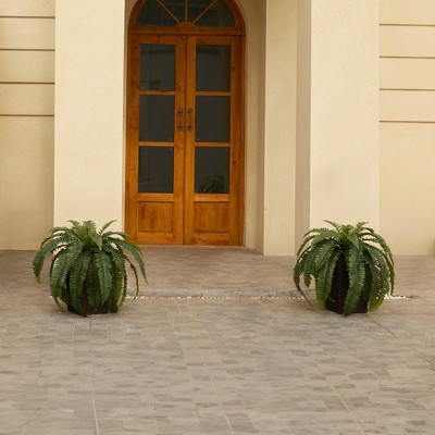 DR.Planzen Artificial Fern Plant in 15.7"/16'' Plastic Planter (3 Colors) - Faux Indoor/Outdoor Floor Plants Tall House Plant (Set of 2)