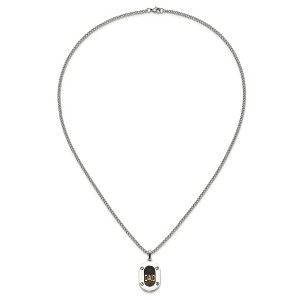 Chisel Stainless Steel with 14K Gold Accent and 1pt Diamond DAD Black Enameled Pendant on a 24" Curb Chain Necklace - 1 of 4