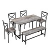 NicBex 4/6-Piece Industrial Style Dining Table Set & Backrest Chairs for Kitchen,Restaurant,Modern Dinette Set with Metal Frame Bench - 3 of 4