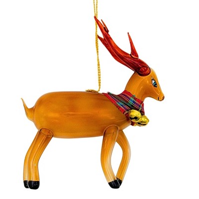 Italian Ornaments 5.0 Inch Plaidrick Frostbell Reindeer Antlers Tree Ornaments