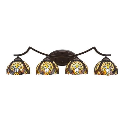 Toltec Lighting Zilo 4 - Light Vanity in  Dark Granite with 7" Ivory Cypress Art Glass Shade