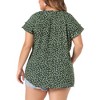 Agnes Orinda Women's Plus Size Floral Ruffle Trim V Neck Button Layered Sleeve Blouses - 4 of 4
