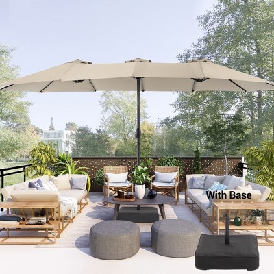 Sonkuki 15×9FT Patio Market Umbrella with Extra Large Base and Sand Bags