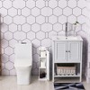 Vynxaria Toilet Paper Cabinet, Small Corner Floor Cabinet with Doors and Shelves, Slim Bathroom Organizer for Paper and Shampoo, White. - 2 of 4