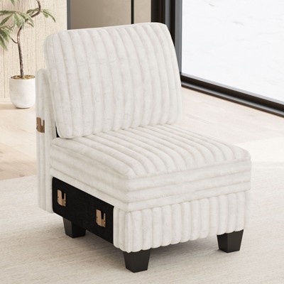 Belffin Plush Corduroy Single Module with Storage for Modular Sectional Sofa