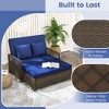 Tangkula Patio Adjustable Wicker Daybed Rattan Loveseat & Storage Ottoman w/ 4-Level Backrest & Soft Cushions Space-Saving 2-Person for Backyard Navy - 4 of 4