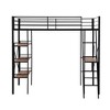Whisen Modern Twin Size Metal Loft Bed with Spacious Book Shelves and Built-in Desk - Black - 4 of 4