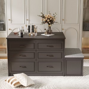 Famapy Dresser/Seat Chest and Storage 12 Drawer Closet Island Cabinet Bedroom Organization Bench Storage Cabinet Display Top - 1 of 4