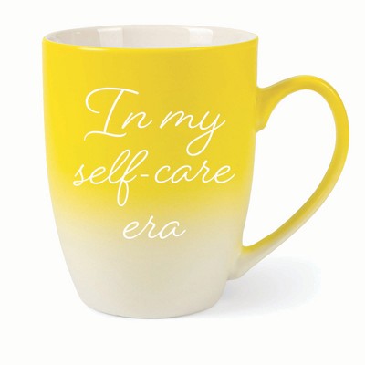 Elanze Designs In My Self-Care Era Two Toned Ombre Matte 10 ounce New Bone China Coffee Tea Cup Mug For Your Favorite Morning Brew, Yellow and White