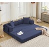 78.5" Corduroy 4-in-1 Folding Convertible Sleeper Sofa Bed, 3-Seater Modular Sofa with DIY Combination and 2 Pillows - 4 of 4