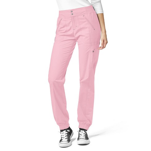 Wink Love-Women's Utility Cargo Zip Jogger Scrub Pant, Rose Blush, L