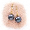 Ross-Simons 13-14mm Black Cultured Pearl Drop Earrings in 14kt Yellow Gold - 3 of 4