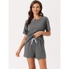 cheibear Women's Casual Shorts Sleeves Lounge Tops with Shorts Pajama Sets - 2 of 4