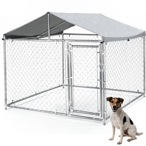 Heavy Duty Dog Crate Cage Kennel, Indestructible Steel Escape Proof, 360掳 Lockable Wheels, Removable Tray, Top Open Design, for Medium Large Dogs - 1 of 4