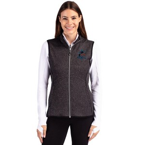 Miami Marlins Cutter & Buck Mainsail Sweater Knit Womens Full Zip Vest - 1 of 1