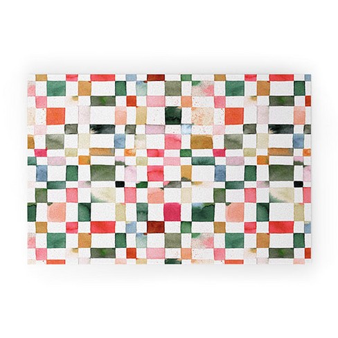 Ninola Design Watercolor checker Yuletide Welcome Mat - Society6 - image 1 of 4